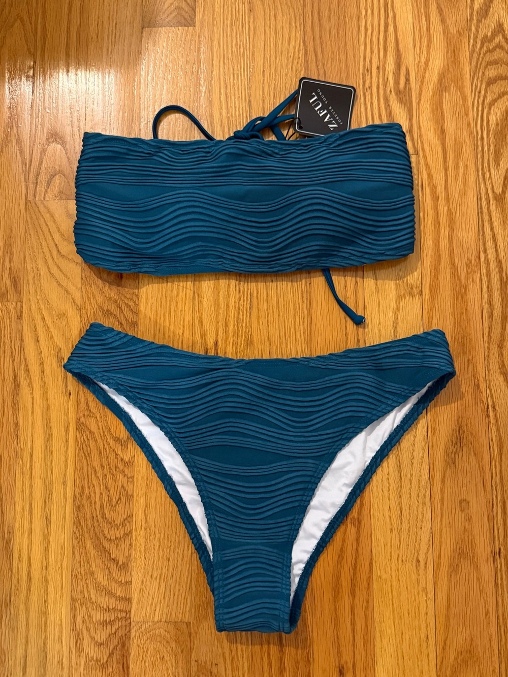 Zaful Textured Bandeau Bikini Set